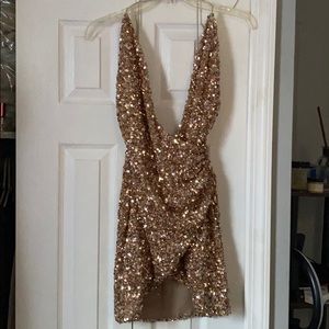 Gold mini dress
